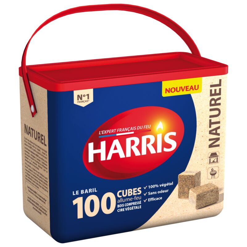 Site officiel - Harris - Baril 100 cubes allume-feu NATUREL soldes